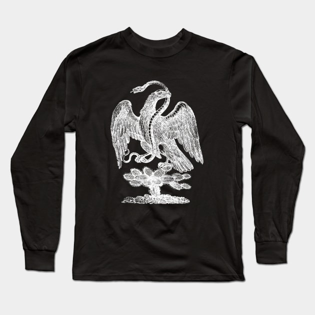Posada Mexican Eagle with Rattlesnake and Cactus from 1901 T-Shirt Long Sleeve T-Shirt by vokoban